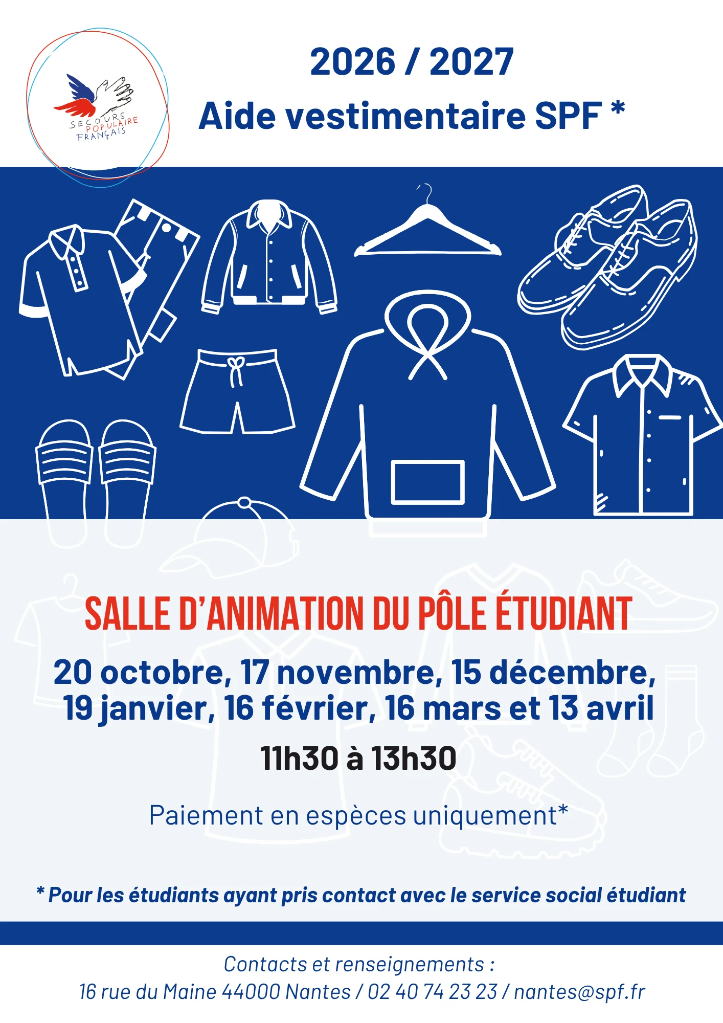 Affiche permanences aide vestimentaire