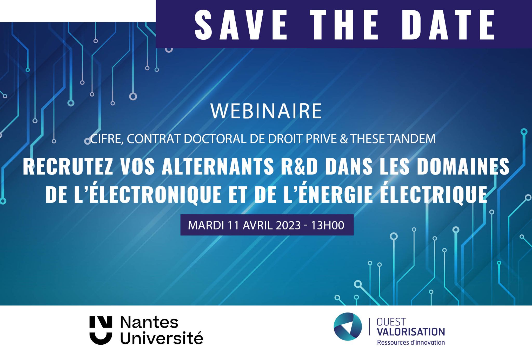 webinaire 11 avril 2023 doctorant alternant electronique et energie electrique - SATT Ouest Valorisation - Nantes Universite